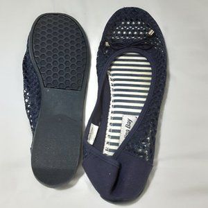 Carolina Bay Casual Comfort Flats Size 9 Navy Blue Bow Memory Foam *Bx28